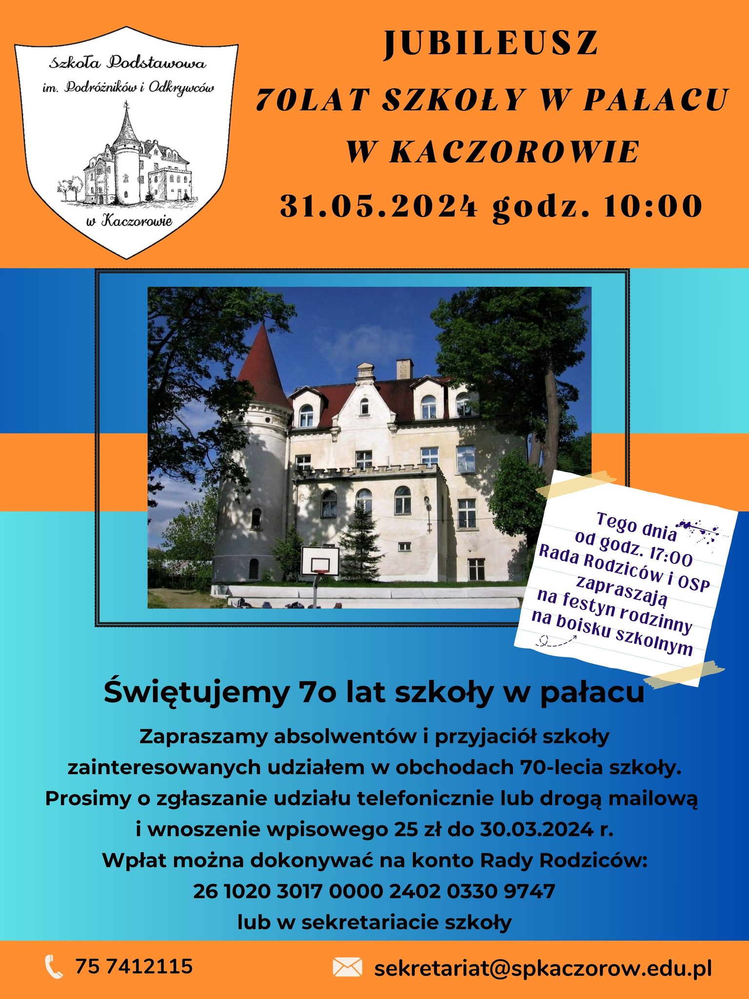 Plakat z okazji 70-lecia szkoły